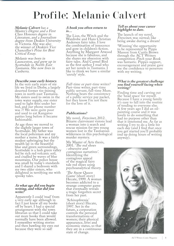 Profile article in ACTWrite